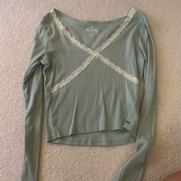 Hollister mint green lace top long sleeve - Picture 1 of 1